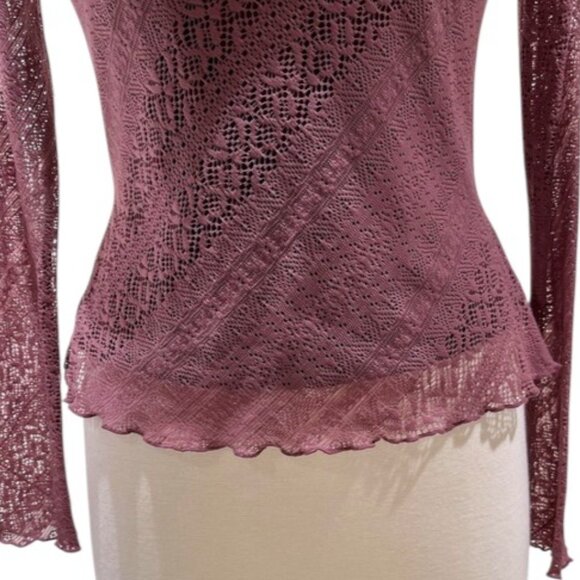Betsey Johnson Y2K VINTAGE Purple Lace Long-Sleeve Top BLACK LABEL - Picture 4 of 9